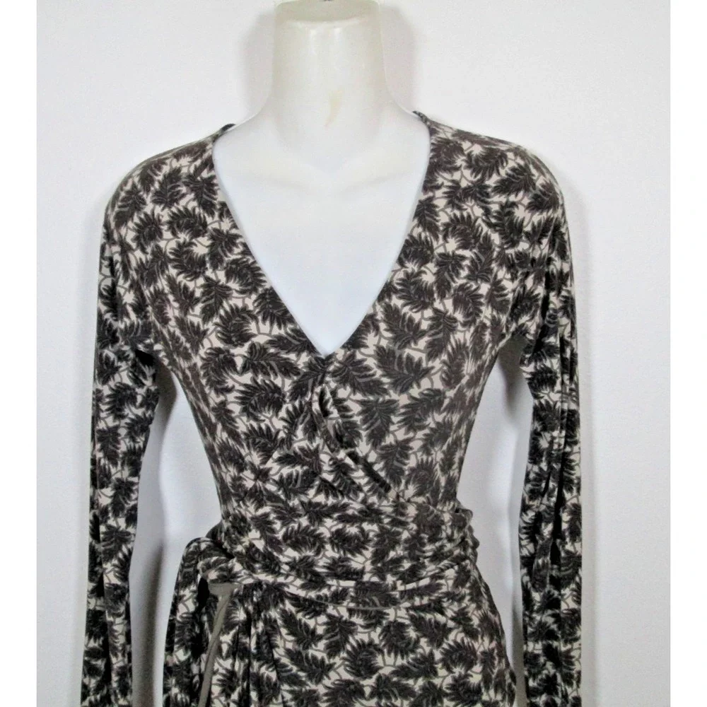 ETRO Blouse Size 38 Faux‎ Wrap Ballerina Beige Brown Attached Long Belt
